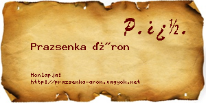 Prazsenka Áron névjegykártya